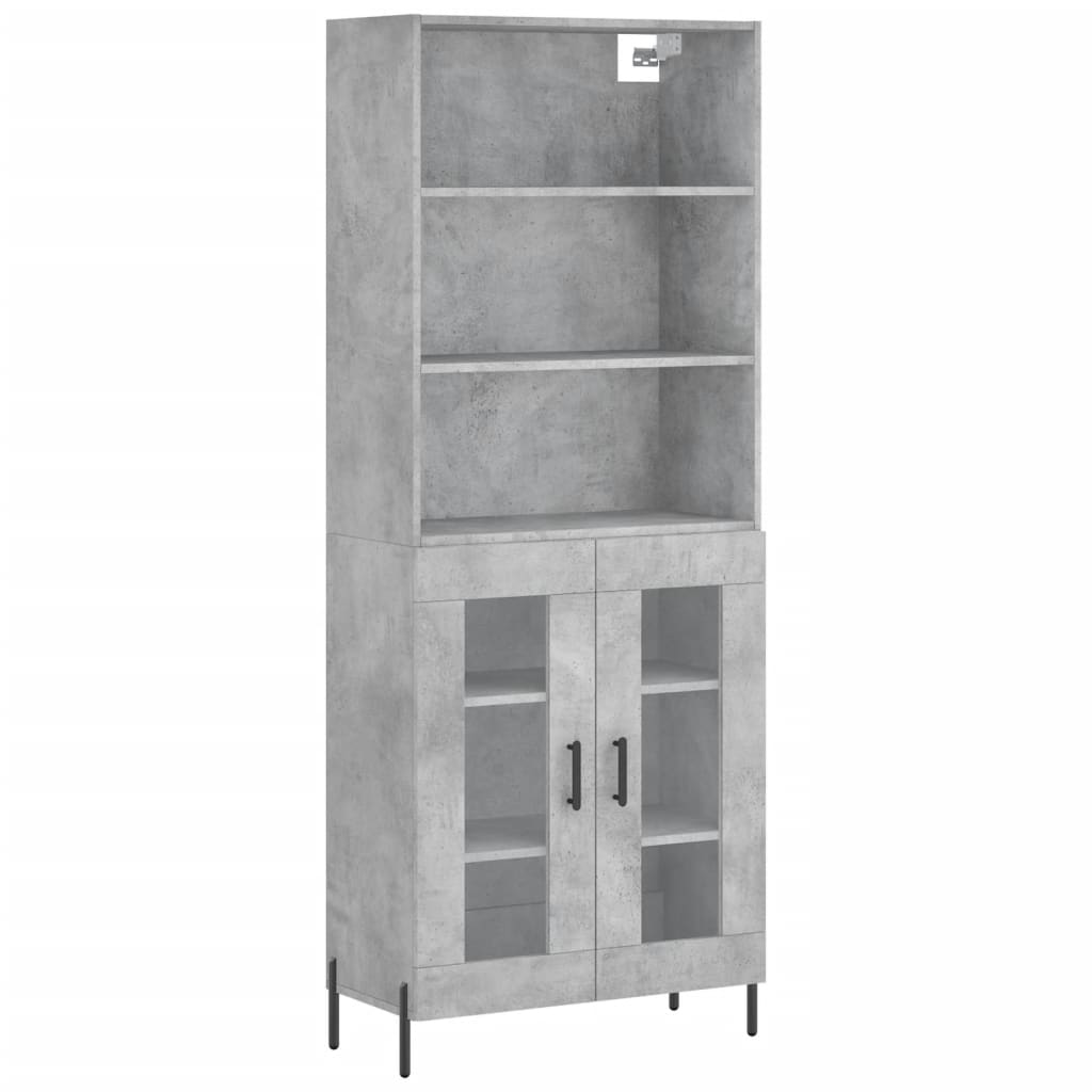 vidaXL Highboard betonggrå 69,5x34x180 cm konstruert tre