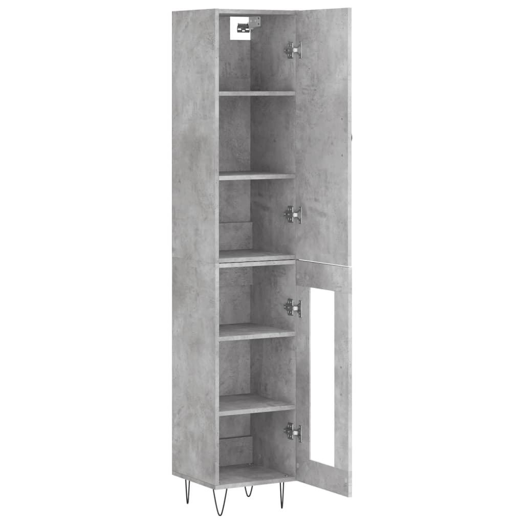 vidaXL Highboard betonggrå 34,5x34x180 cm konstruert tre