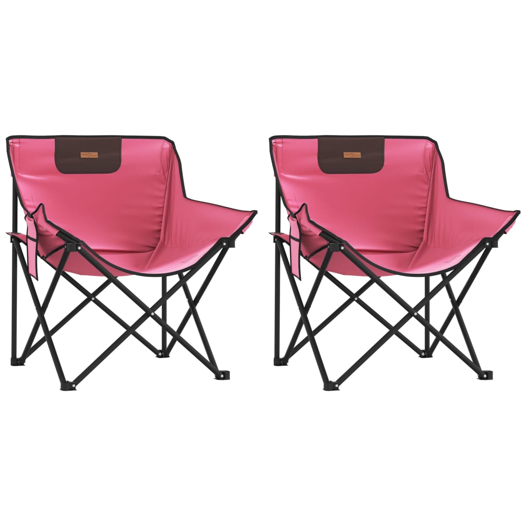 vidaXL Campingstoler med lomme 2 stk sammenleggbar rosa