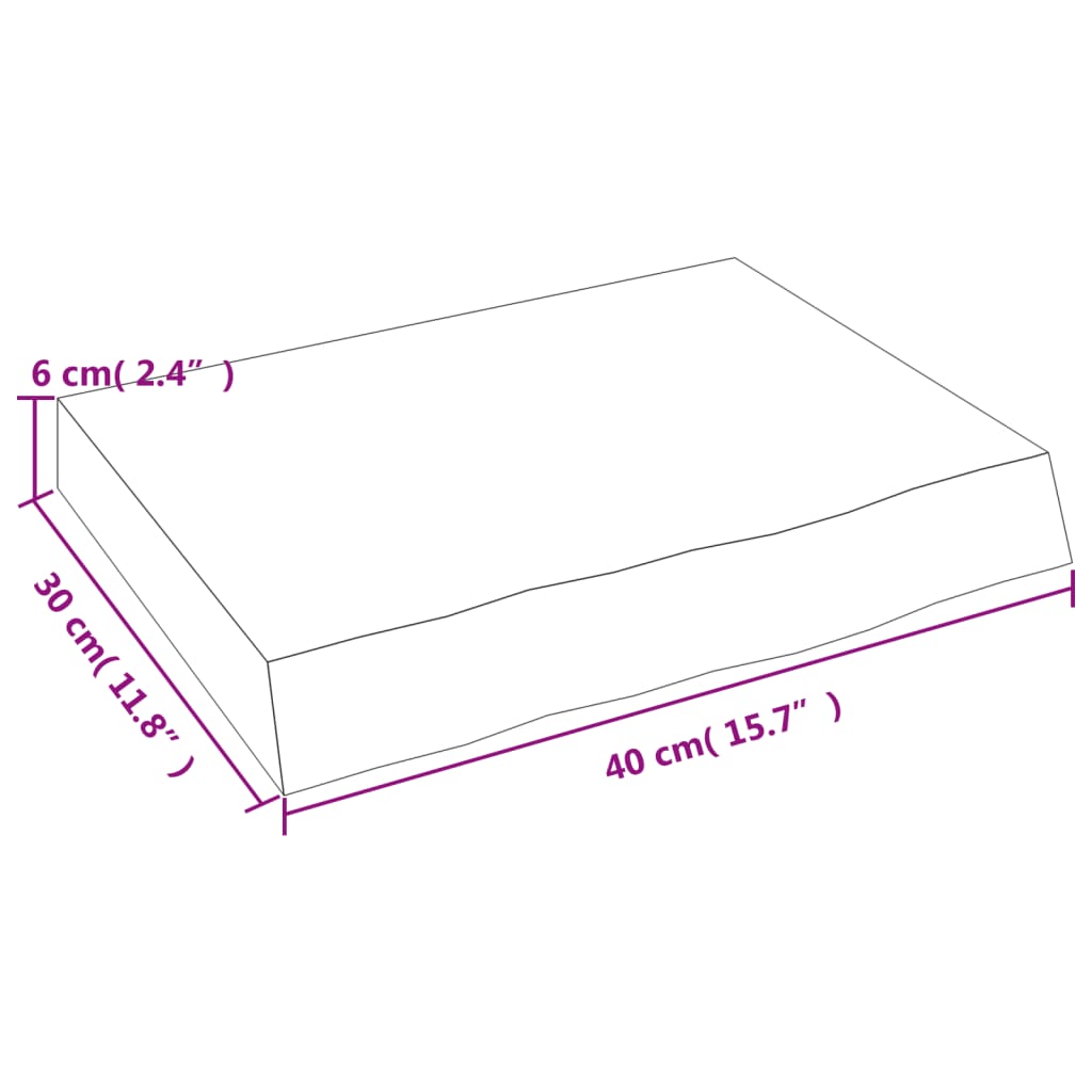 vidaXL Benkeplate til bad mørkebrun 40x30x(2-6) cm behandlet heltre