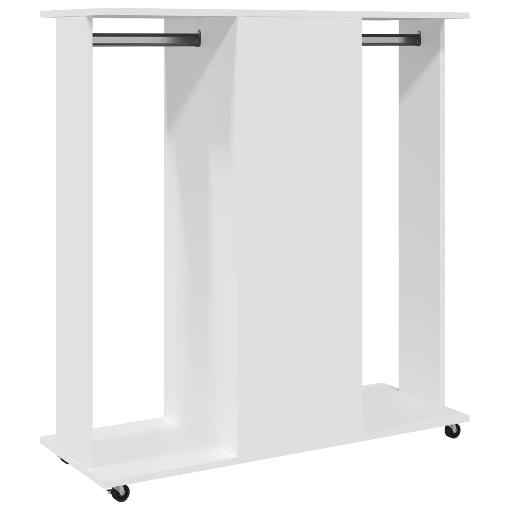 vidaXL Garderobe med hjul hvit 102x38x110 cm konstruert tre