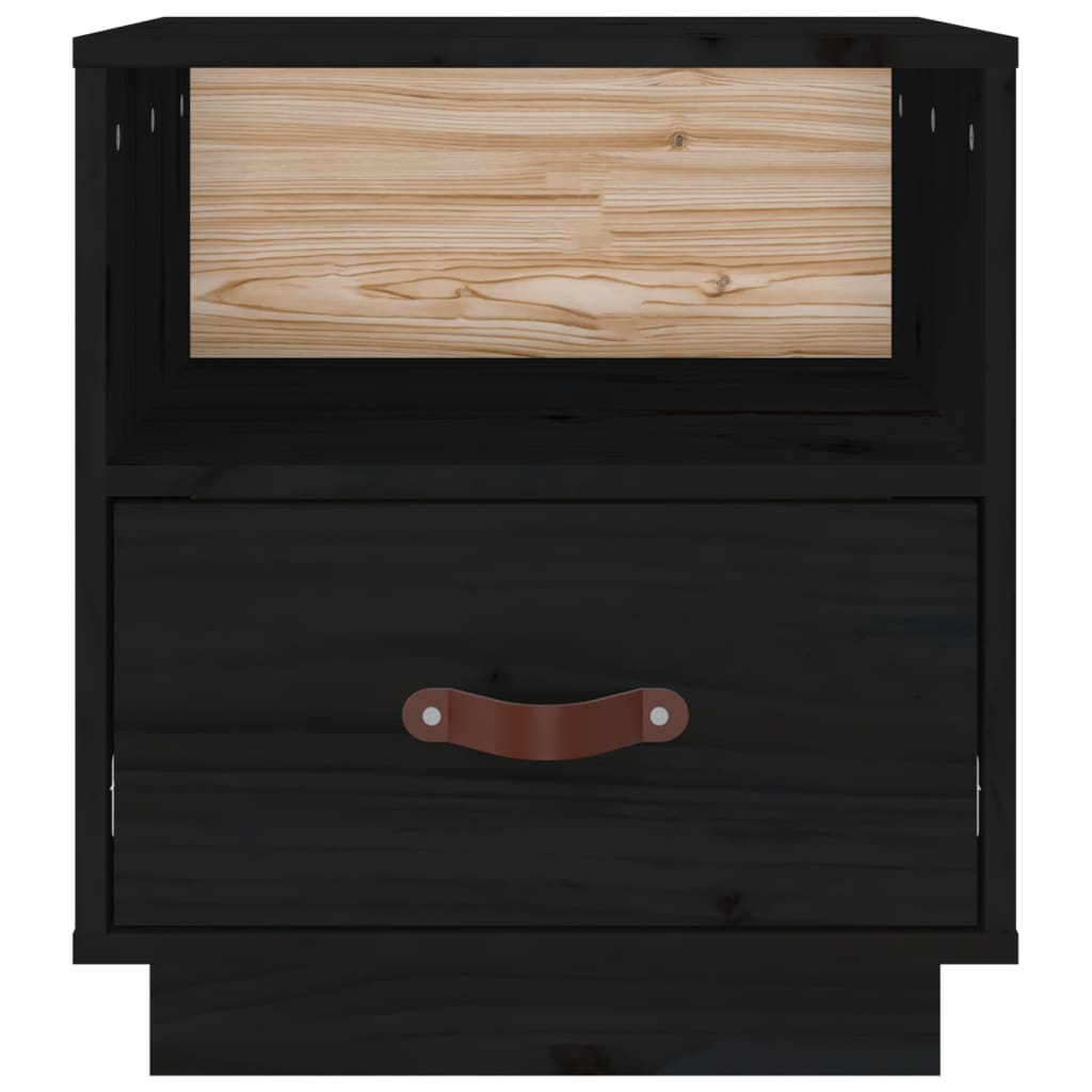 vidaXL Nattbord 2 stk svart 40x34x45 cm heltre furu