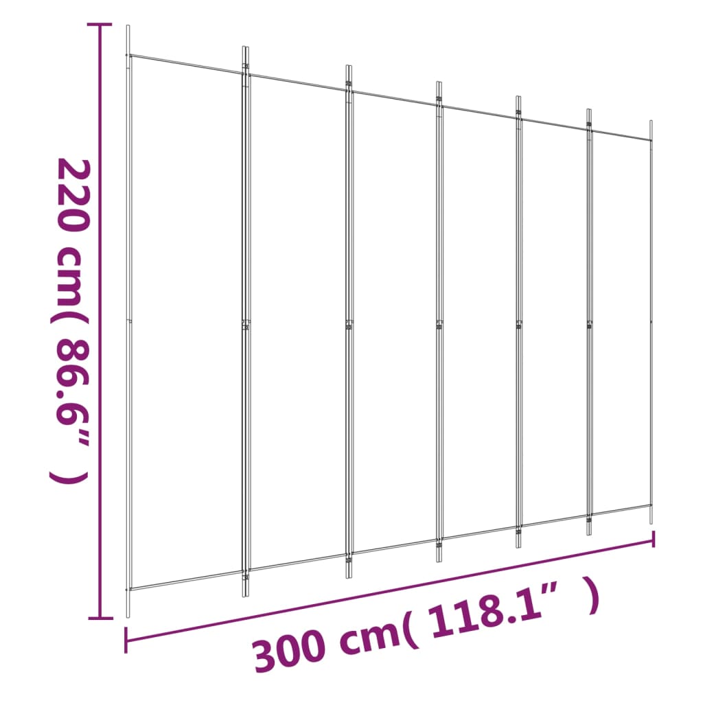 vidaXL Romdeler 6 paneler svart 300x220 cm stoff