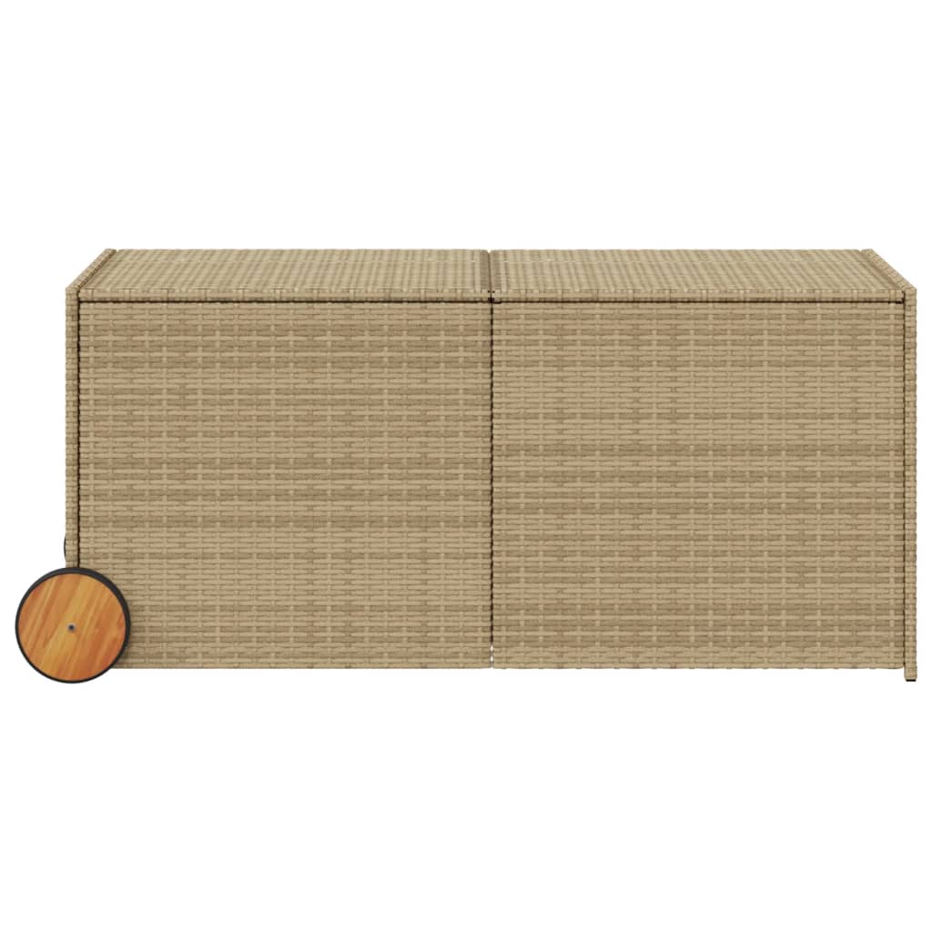 vidaXL Putekasse med hjul blandet beige 283L cm polyrotting