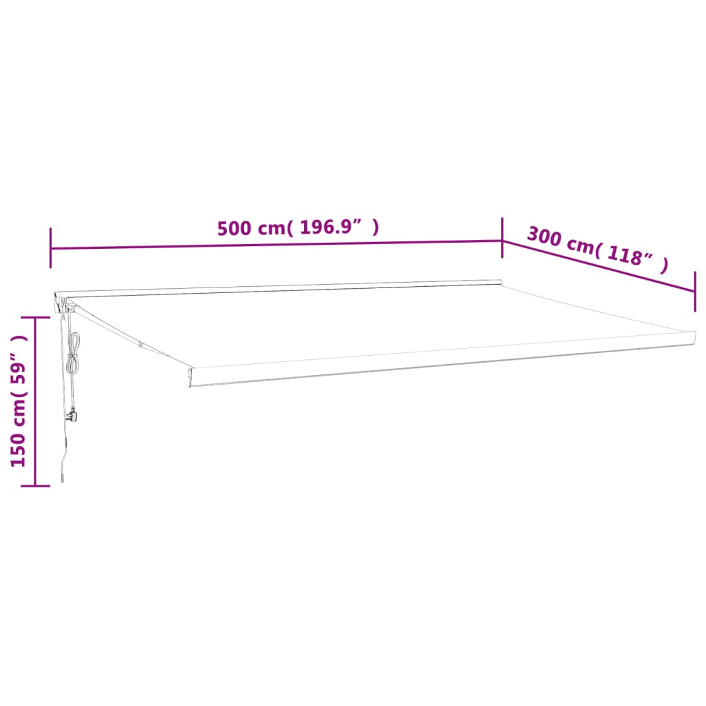 vidaXL Uttrekkbar markise gul og hvit 5x3 m stoff og aluminium