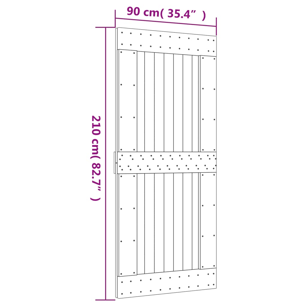 vidaXL Skyvedør med monteringstilbehør 90x210 cm heltre furu