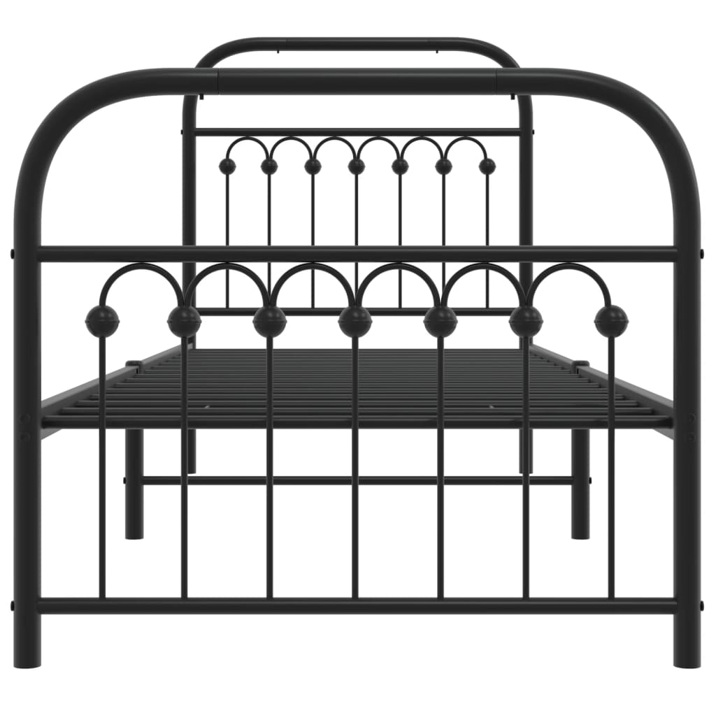 vidaXL Sengeramme i metall med hode- og fotgavl svart 80x200 cm