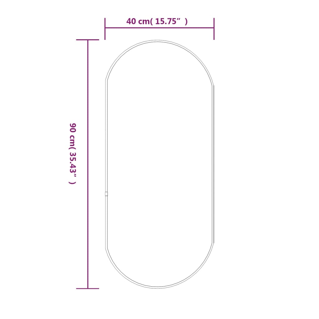 vidaXL Veggspeil svart 90x40 cm oval