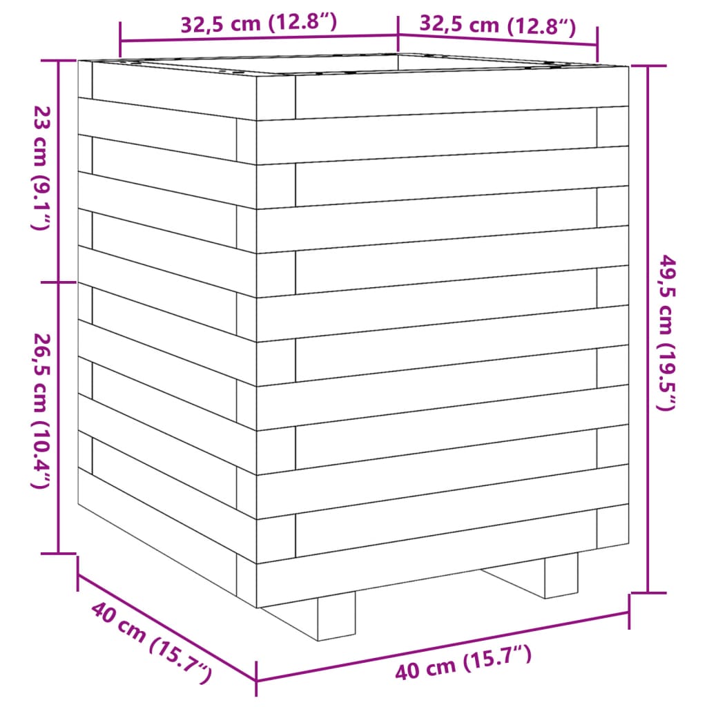 vidaXL Plantekasser 40x40x49,5 cm impregnert furu