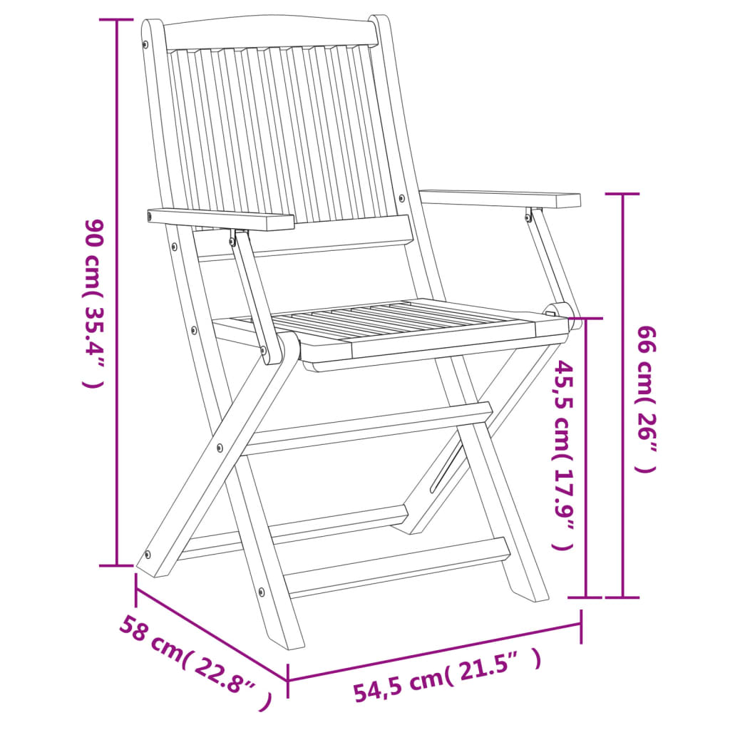 vidaXL Sammenleggbare hagestoler 4 stk 57,5x54,5x90 cm heltre akasie