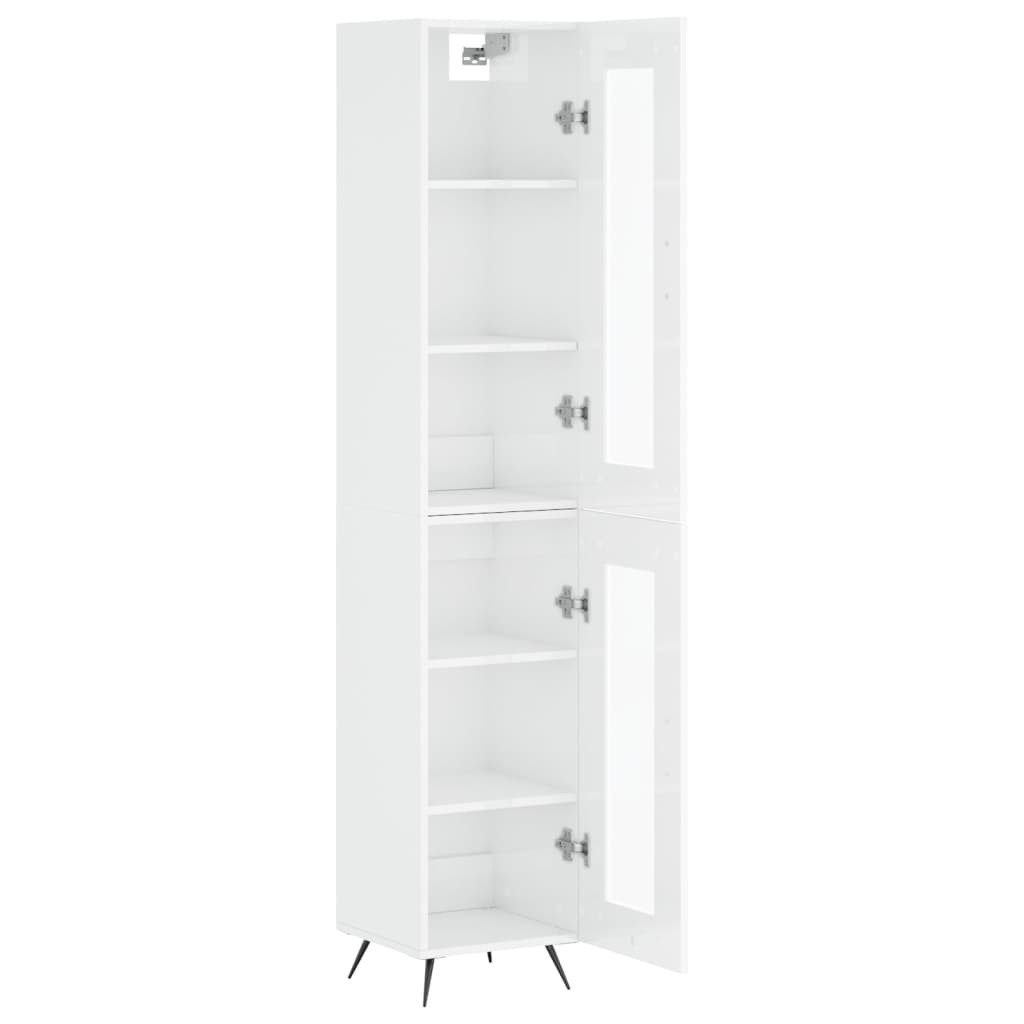 vidaXL Highboard høyglans hvit 34,5x34x180 cm konstruert tre