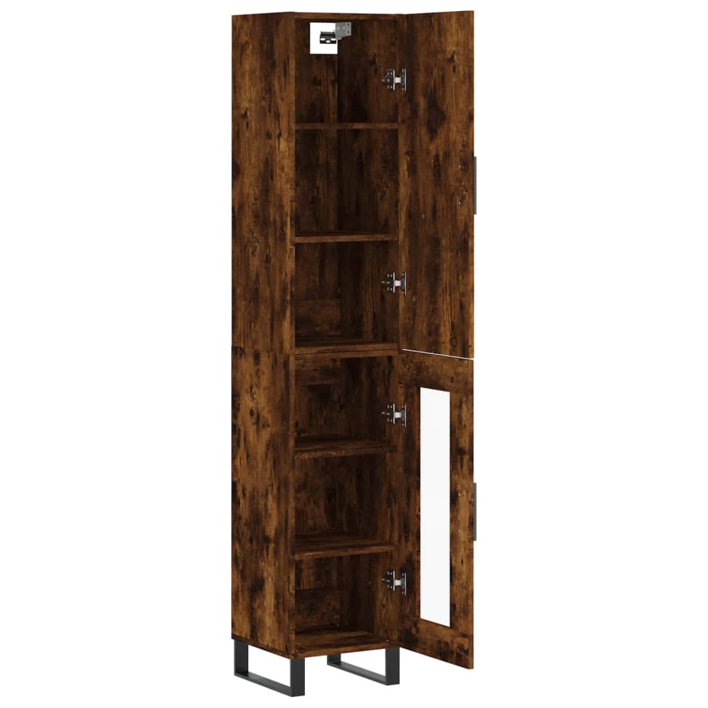 vidaXL Highboard røkt eik 34,5x34x180 cm konstruert tre