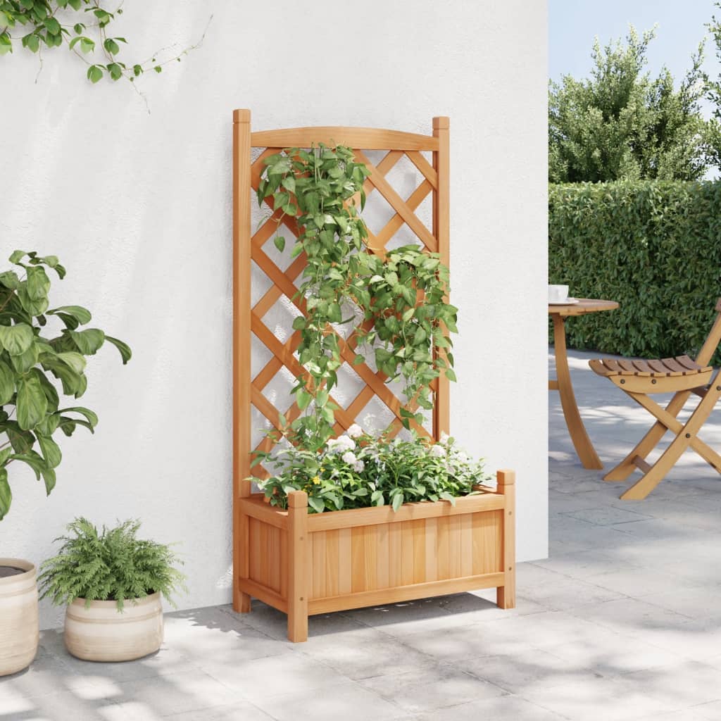 vidaXL Plantekasse med espalier brun heltre gran