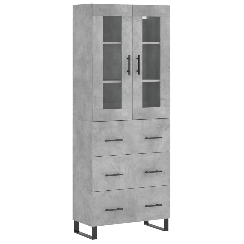 vidaXL Highboard betonggrå 69,5x34x180 cm konstruert tre