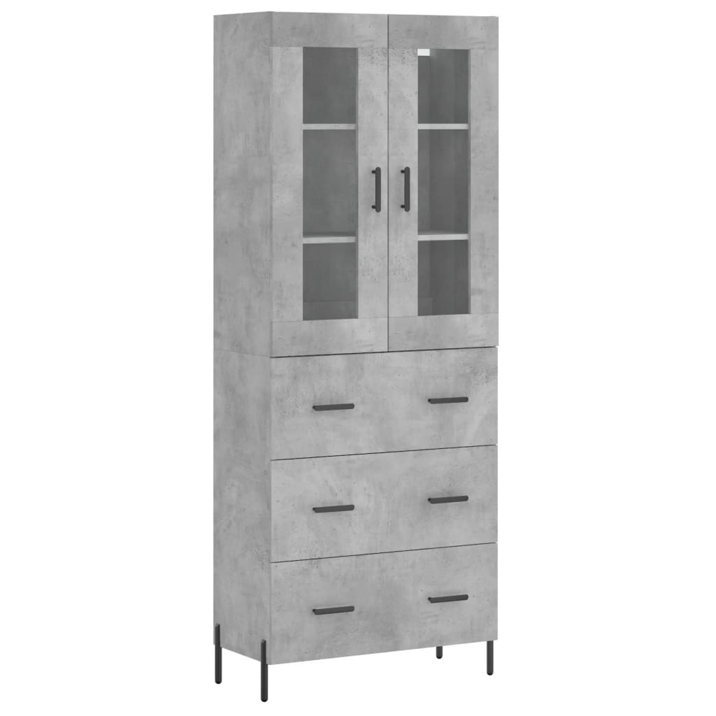 vidaXL Highboard betonggrå 69,5x34x180 cm konstruert tre