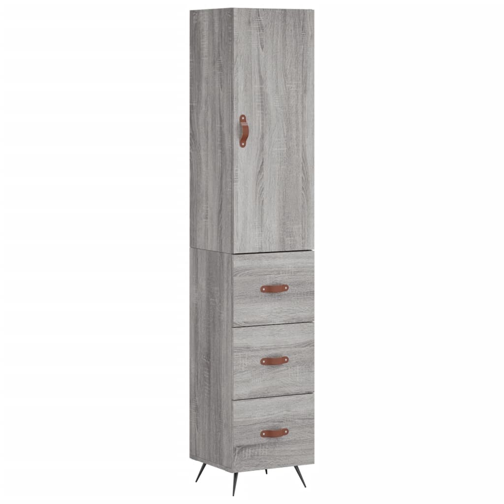 vidaXL Highboard grå sonoma 34,5x34x180 cm konstruert tre