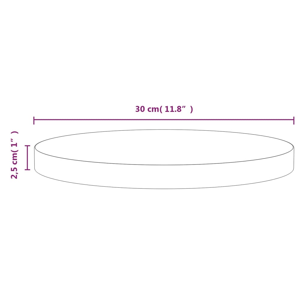 vidaXL Bordplate brun Ø30x2,5 cm heltre furu