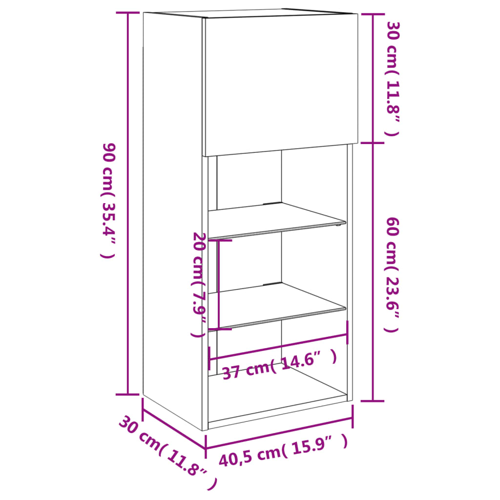 vidaXL TV-benker med LED-lys 2 stk røkt eik 40,5x30x90 cm