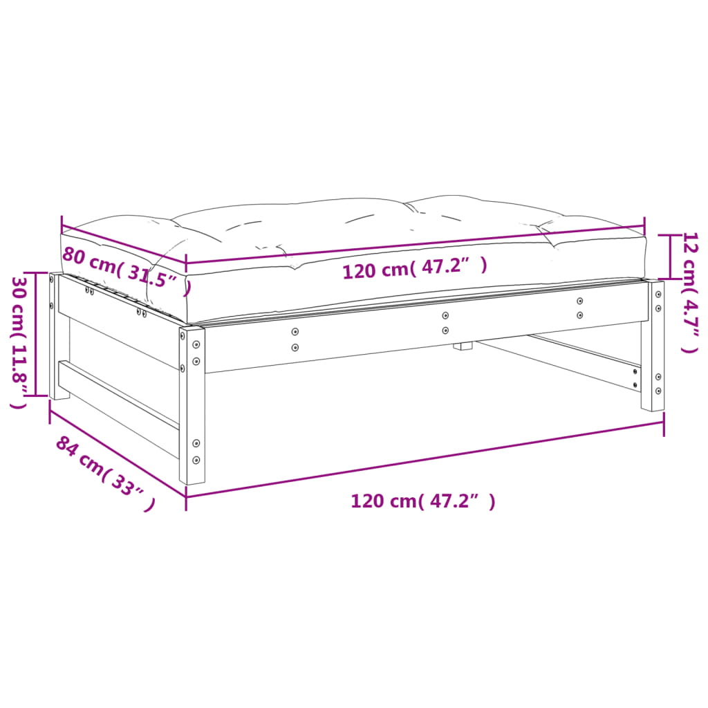 vidaXL Hagefotskammel 120x80 cm douglasgran