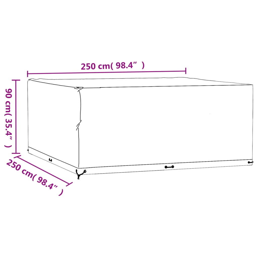 vidaXL Hagemøbeltrekk 16 maljer 250x250x90 cm firkantet