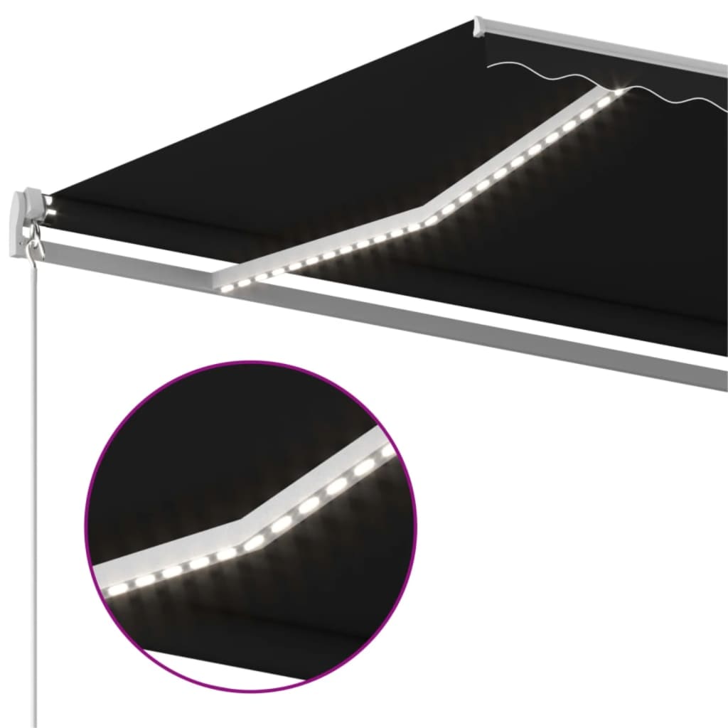 vidaXL Manuell uttrekkbar markise med LED 400x300 cm antrasitt