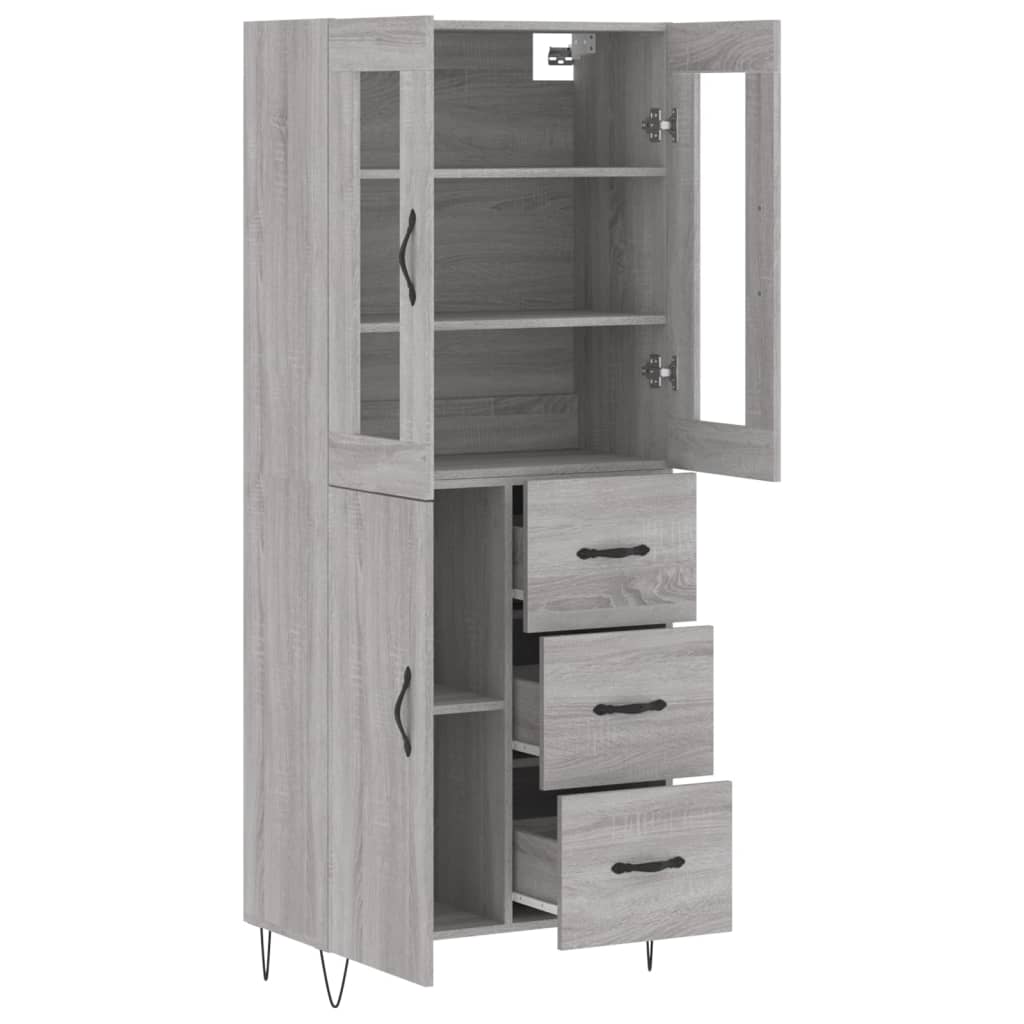 vidaXL Highboard grå sonoma 69,5x34x180 cm konstruert tre