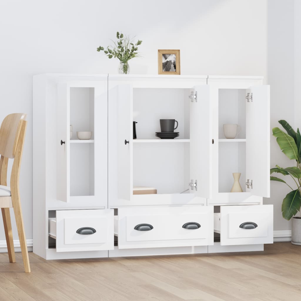 vidaXL Highboards 3 stk hvit konstruert tre