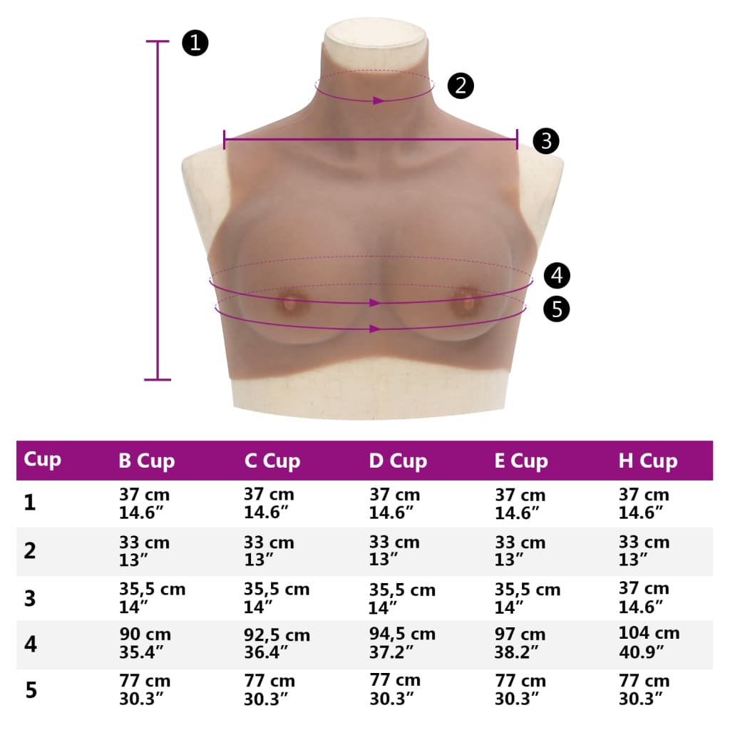 vidaXL Silikonbryst lysebrun B-cup