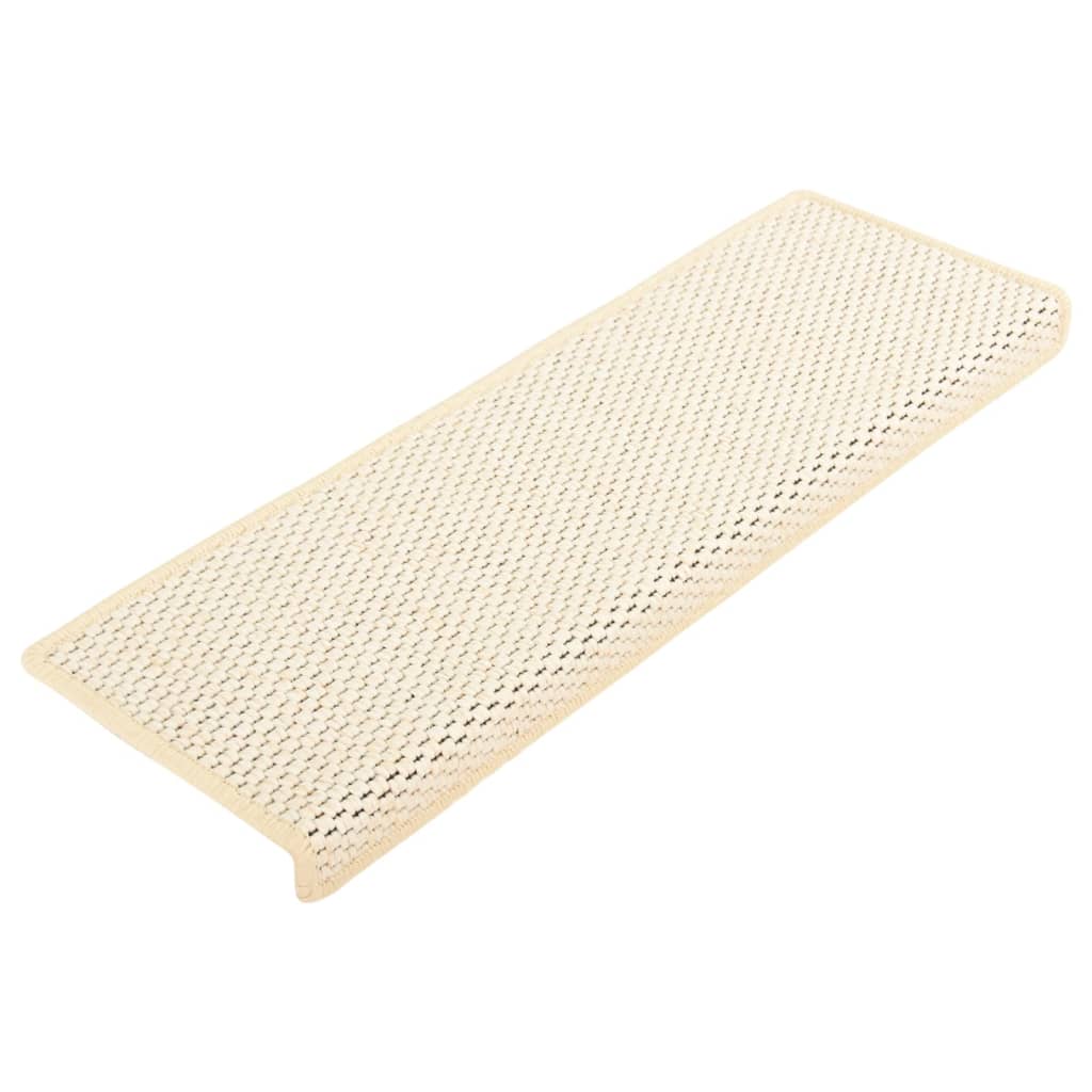 vidaXL Selvklebende trappematter sisal-utseende 15stk 65x21x4 kremhvit