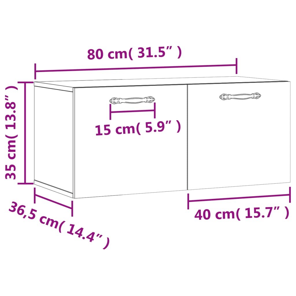 vidaXL Veggskap brun eik 80x36,5x35 cm konstruert tre