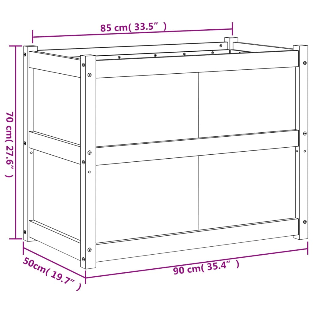 vidaXL Hageplantekasse hvit 90x50x70 cm heltre furu