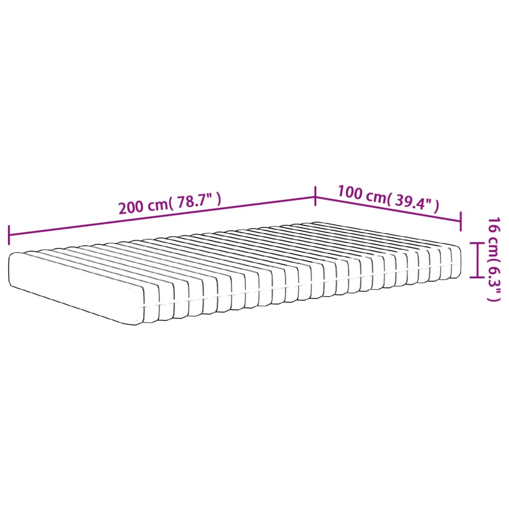 vidaXL Skummadrass middels myk 100x200 cm