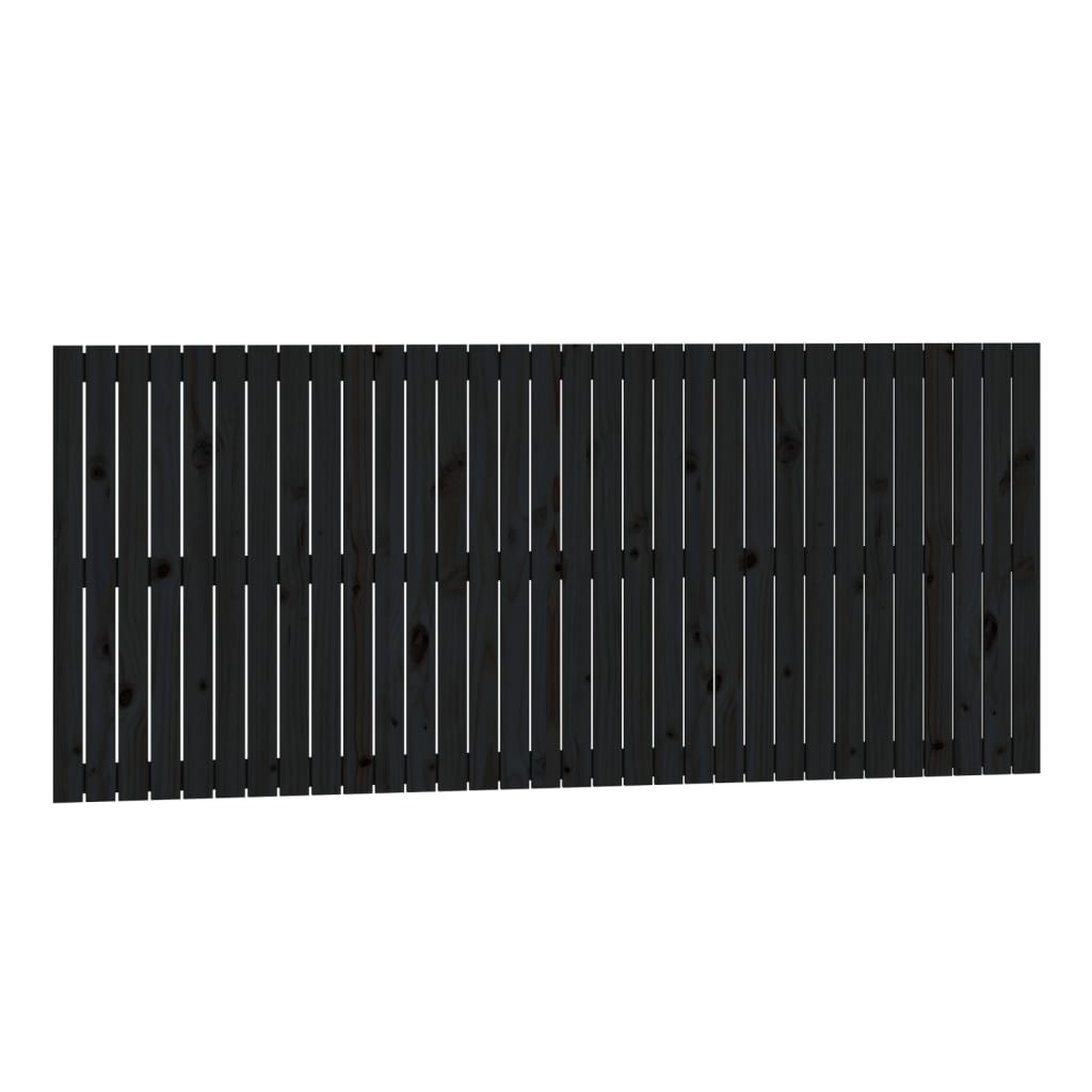 vidaXL Veggmontert sengegavl svart 204x3x90 cm heltre furu