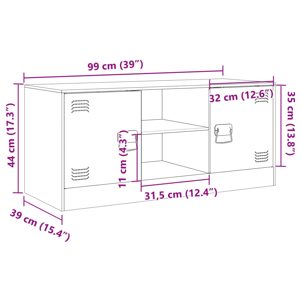 vidaXL TV-benk hvit 99x39x44 cm stål