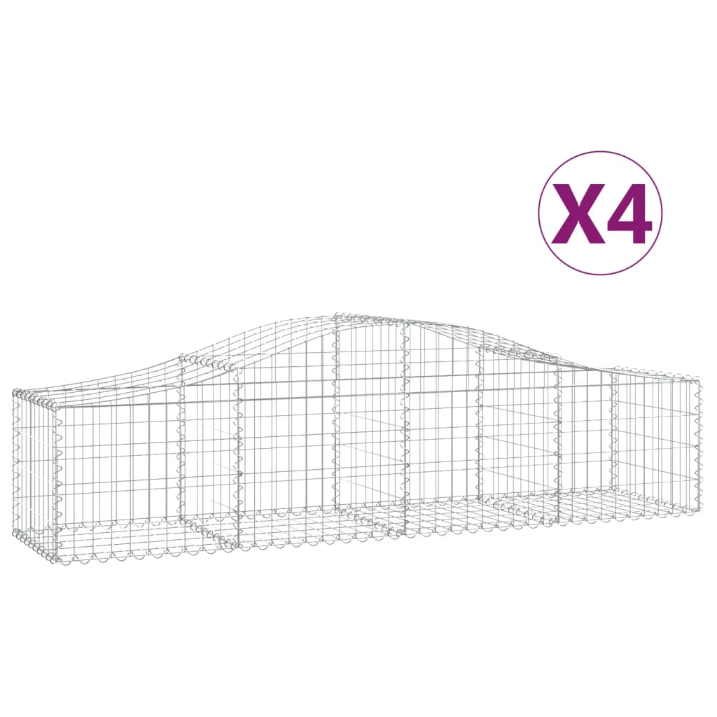 vidaXL Gabionkurver buede 4 stk 200x50x40/60 cm galvanisert jern