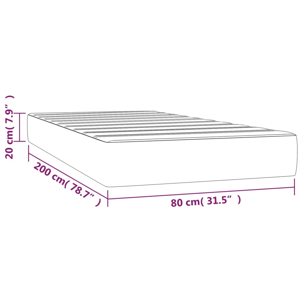 vidaXL Madrass med pocketfjær mørkegrønn 80x200x20 cm fløyel