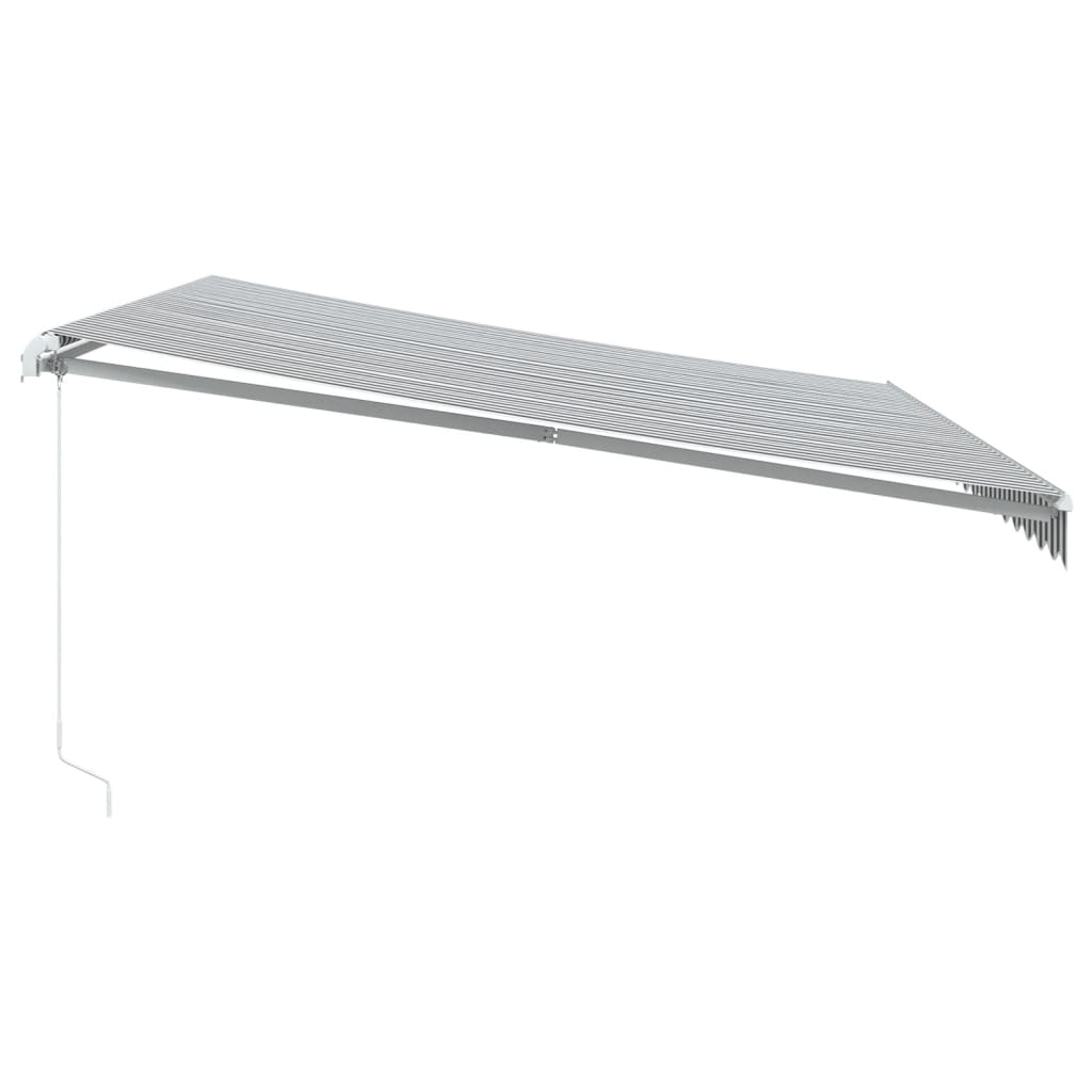 vidaXL Manuell uttrekkbar markise med LED antrasitt og hvit 450x300 cm