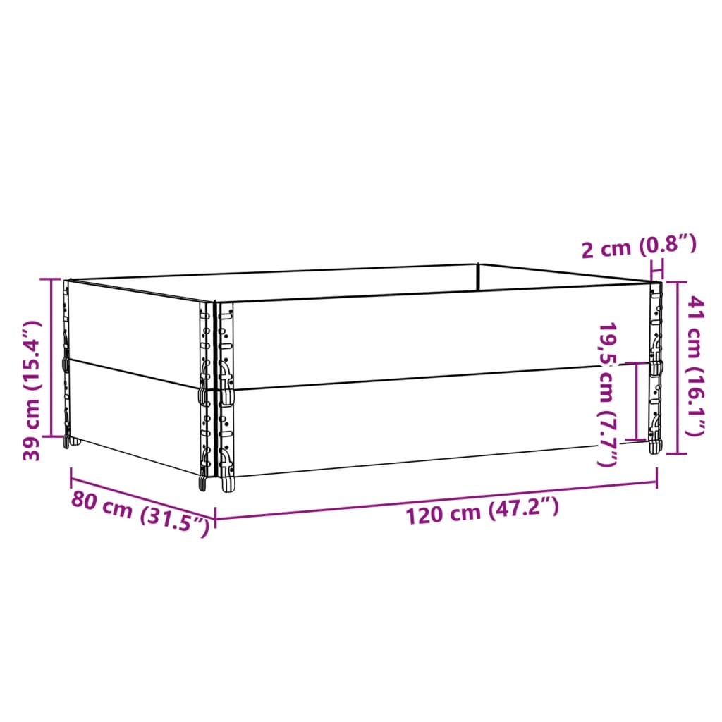 vidaXL Plantekasse svart 120x80 cm heltre furu