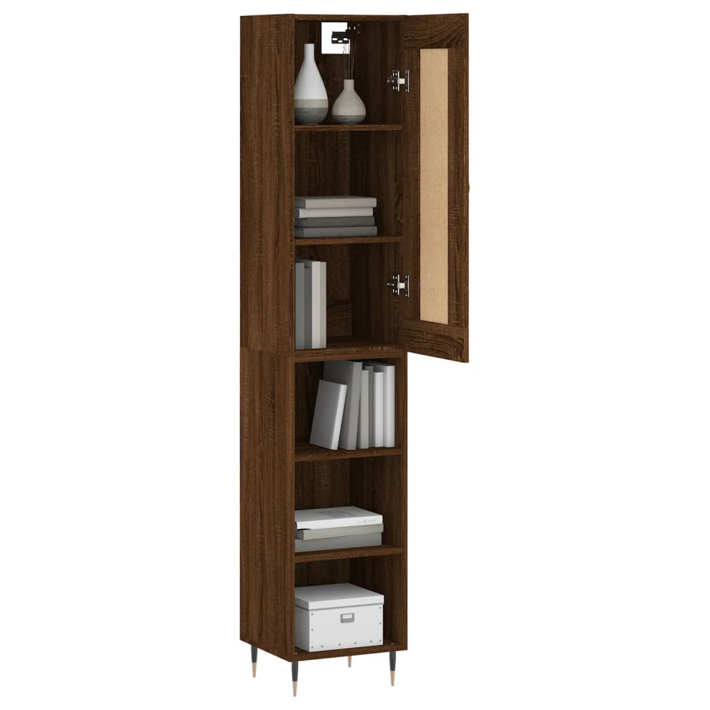 vidaXL Highboard brun eik 34,5x34x180 cm konstruert tre