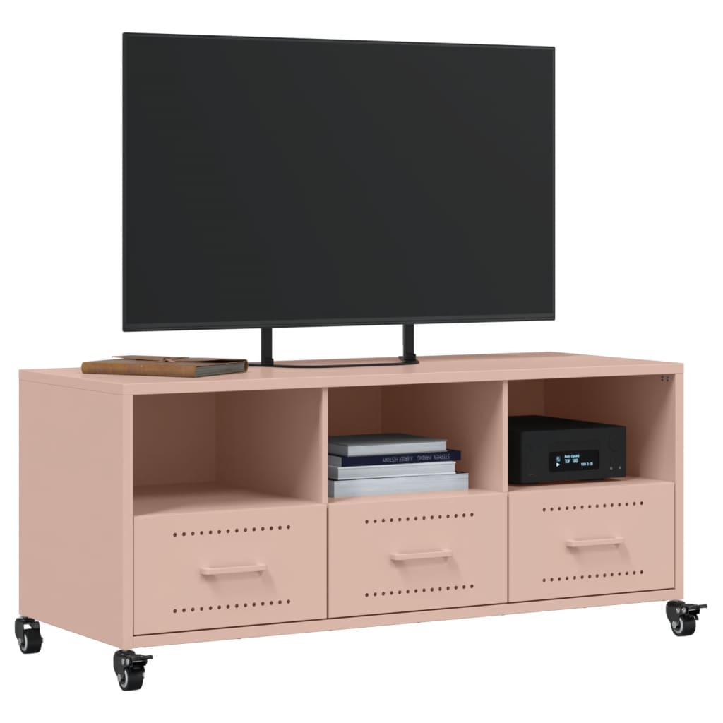 vidaXL TV-benk rosa 100,5x39x43,5 cm stål