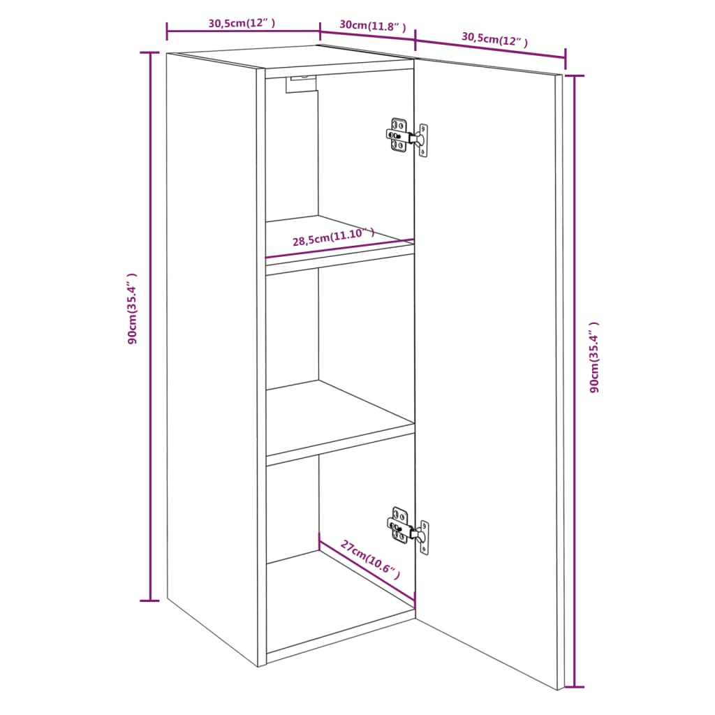 vidaXL TV-benk brun eik 30,5x30x90 cm konstruert tre