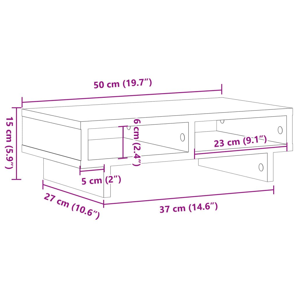 vidaXL Skjermstativ gammelt tre 50x27x15 cm konstruert tre