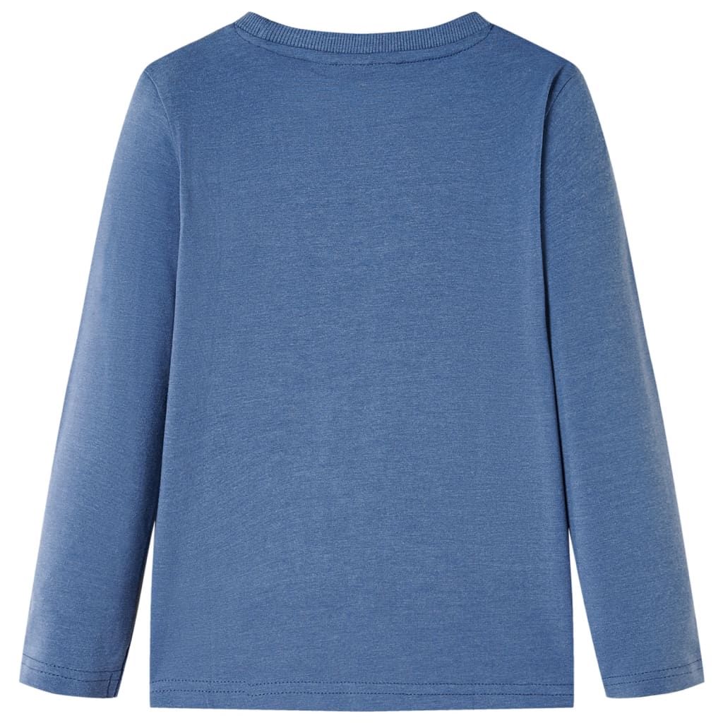 T-skjorte for barn med lange ermer blå melert 116