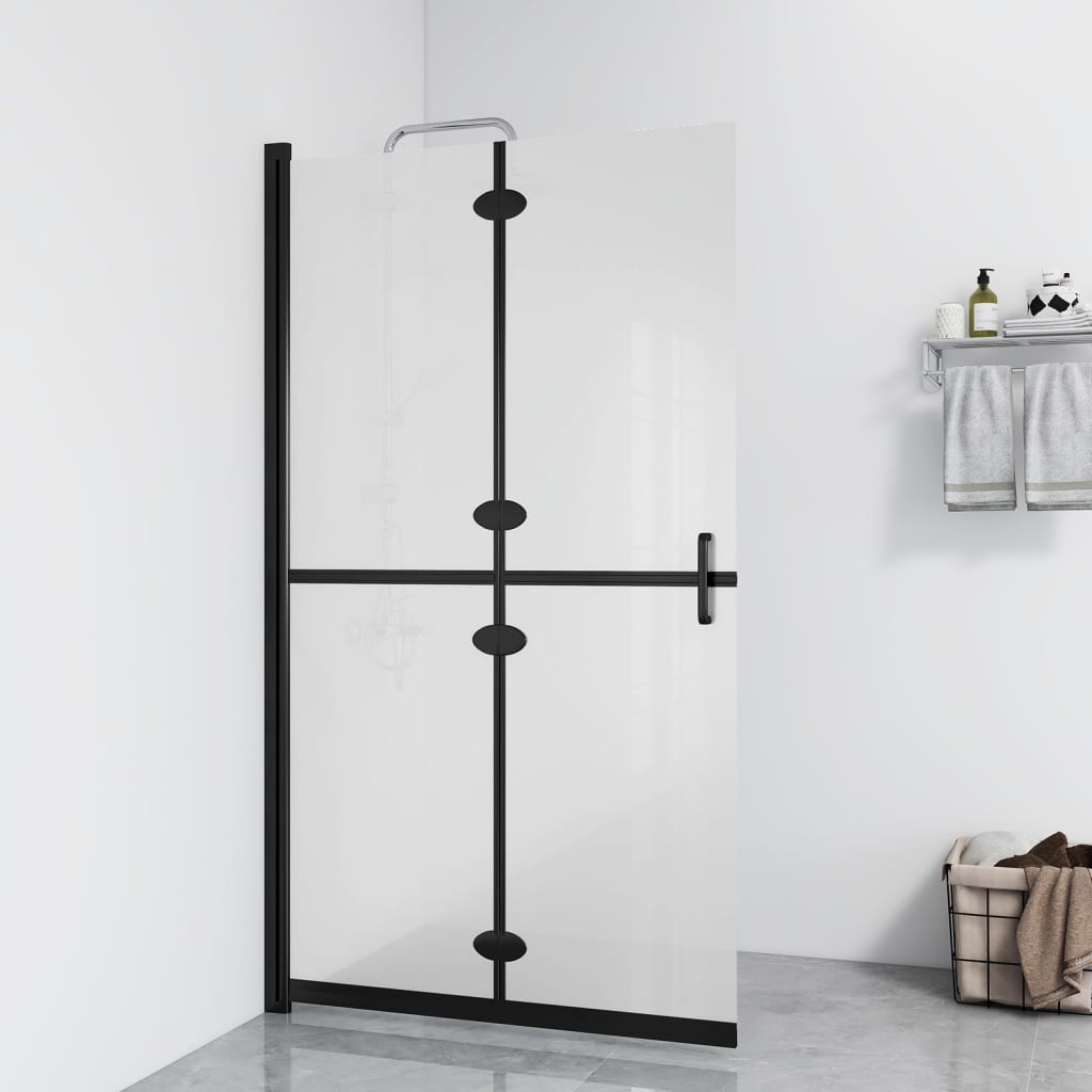 vidaXL Sammenleggbar dusjvegg med frostet ESG-glass 90x190 cm