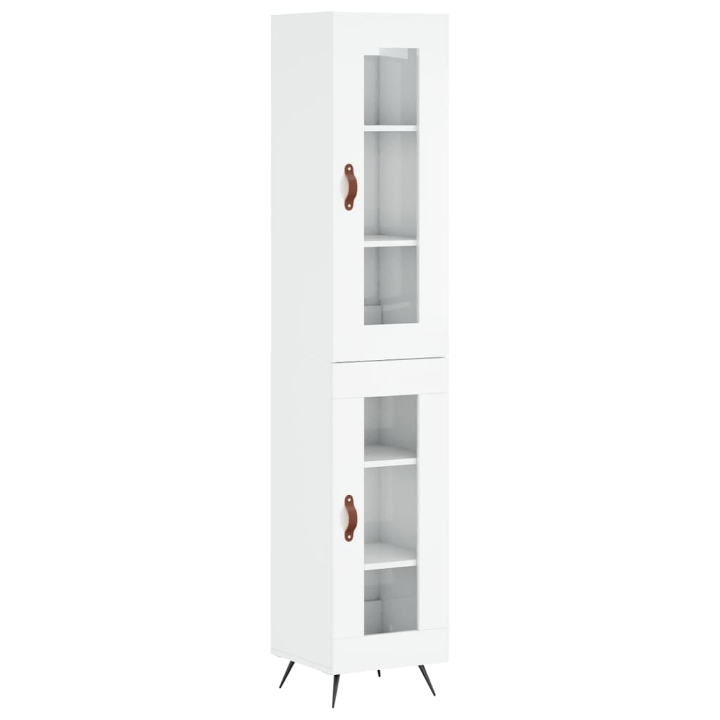 vidaXL Highboard høyglans hvit 34,5x34x180 cm konstruert tre