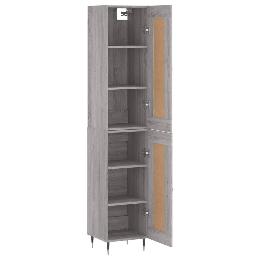 vidaXL Highboard grå sonoma 34,5x34x180 cm konstruert tre