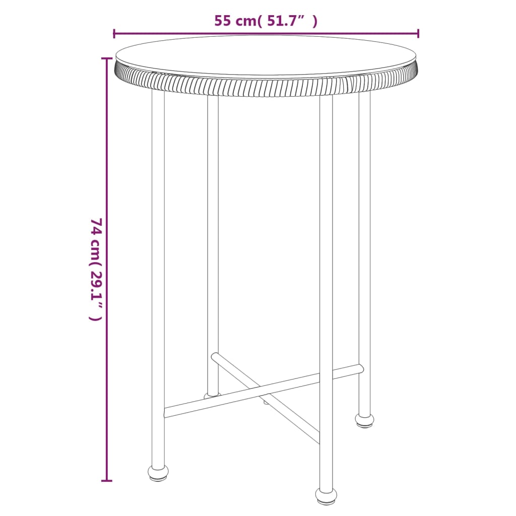 vidaXL Spisebord Ø55 cm herdet glass og stål