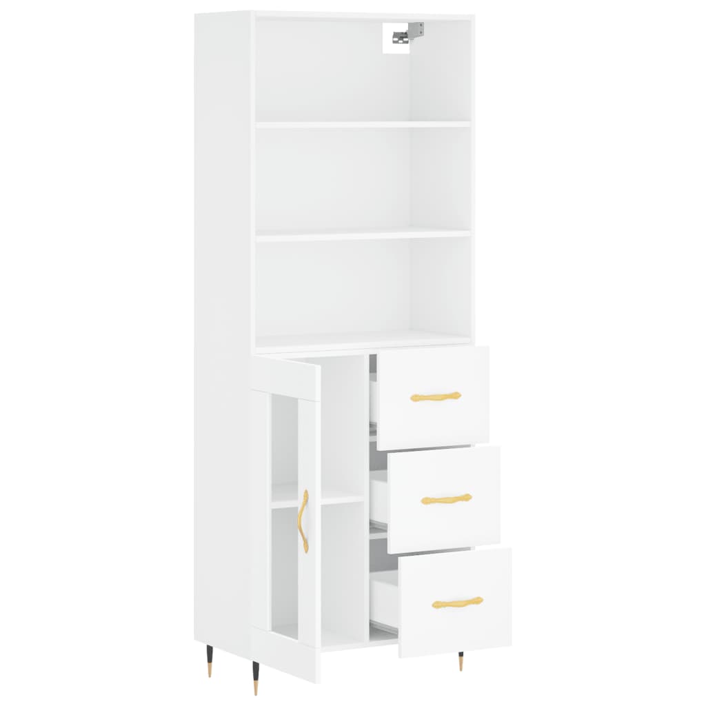 vidaXL Highboard hvit 69,5x34x180 cm konstruert tre