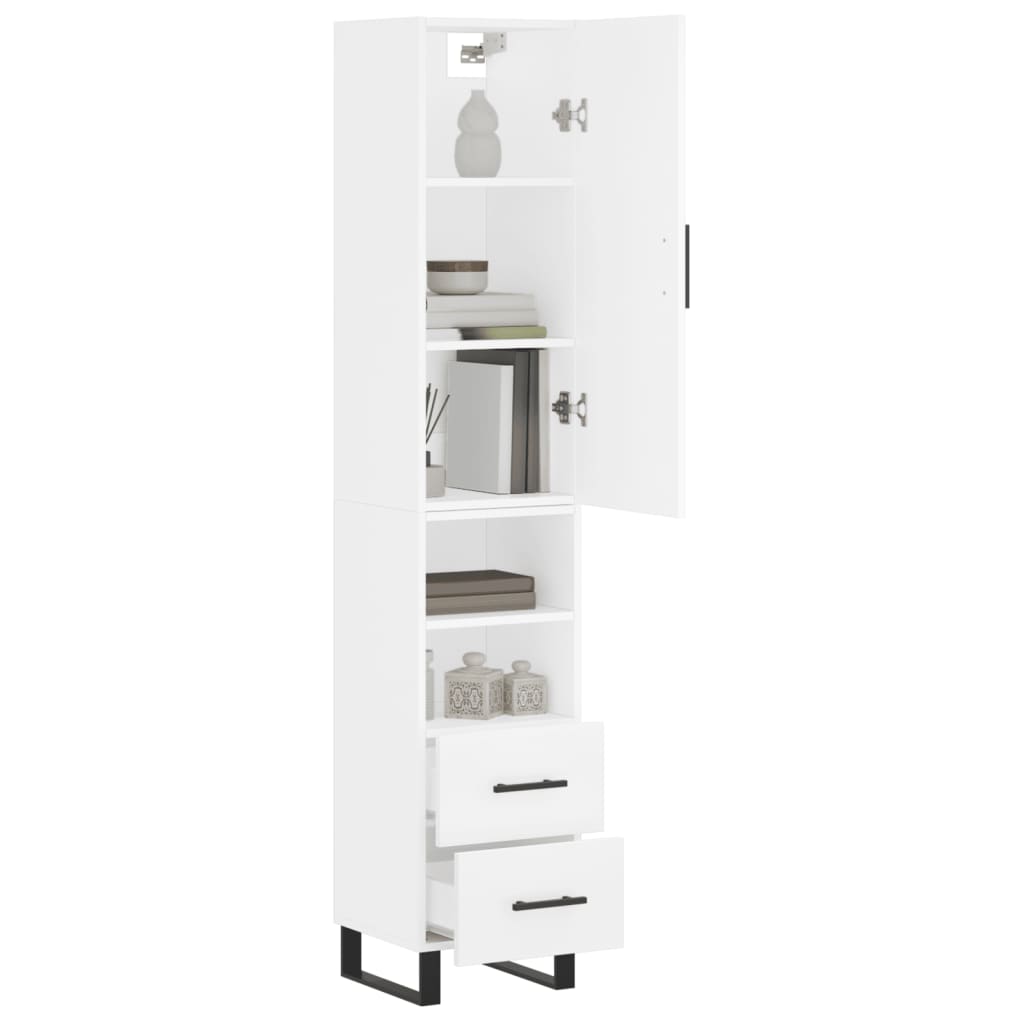 vidaXL Highboard hvit 34,5x34x180 cm konstruert tre