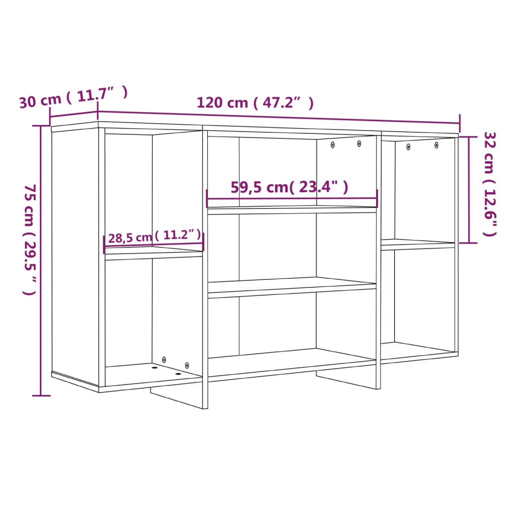 vidaXL Skjenk svart 120x30x75 cm konstruert tre